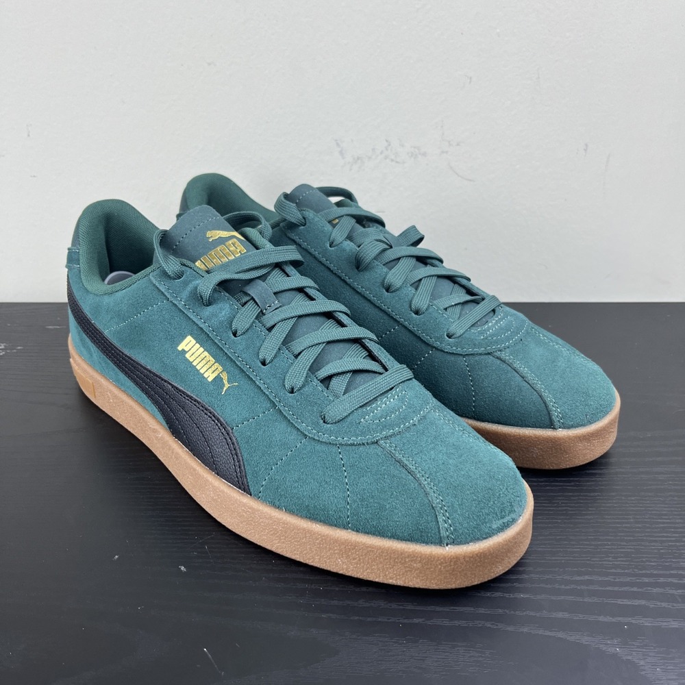 PUMA Men's Size 12 Green Black Samba Style Sneakers Gum Sole Shoes NEW